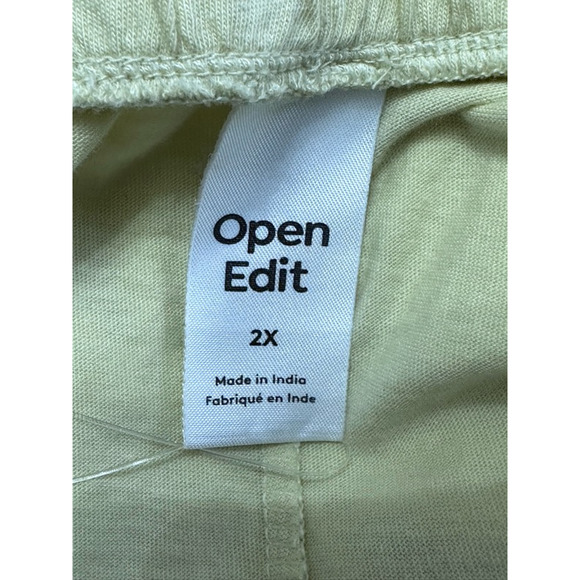Open Edit Pull-On Pants Side Pocket Full Length Knit Yellow Women's 2X Plus NWOT - Picture 7 of 8
